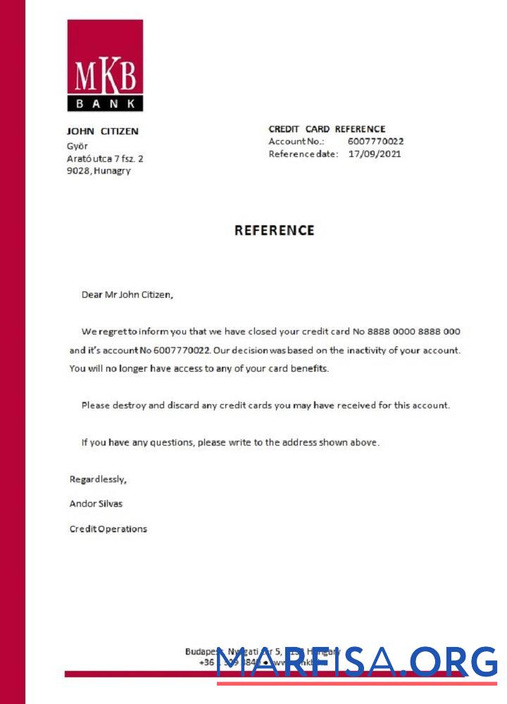 Downloadable Hungary MKB Bank closure reference example